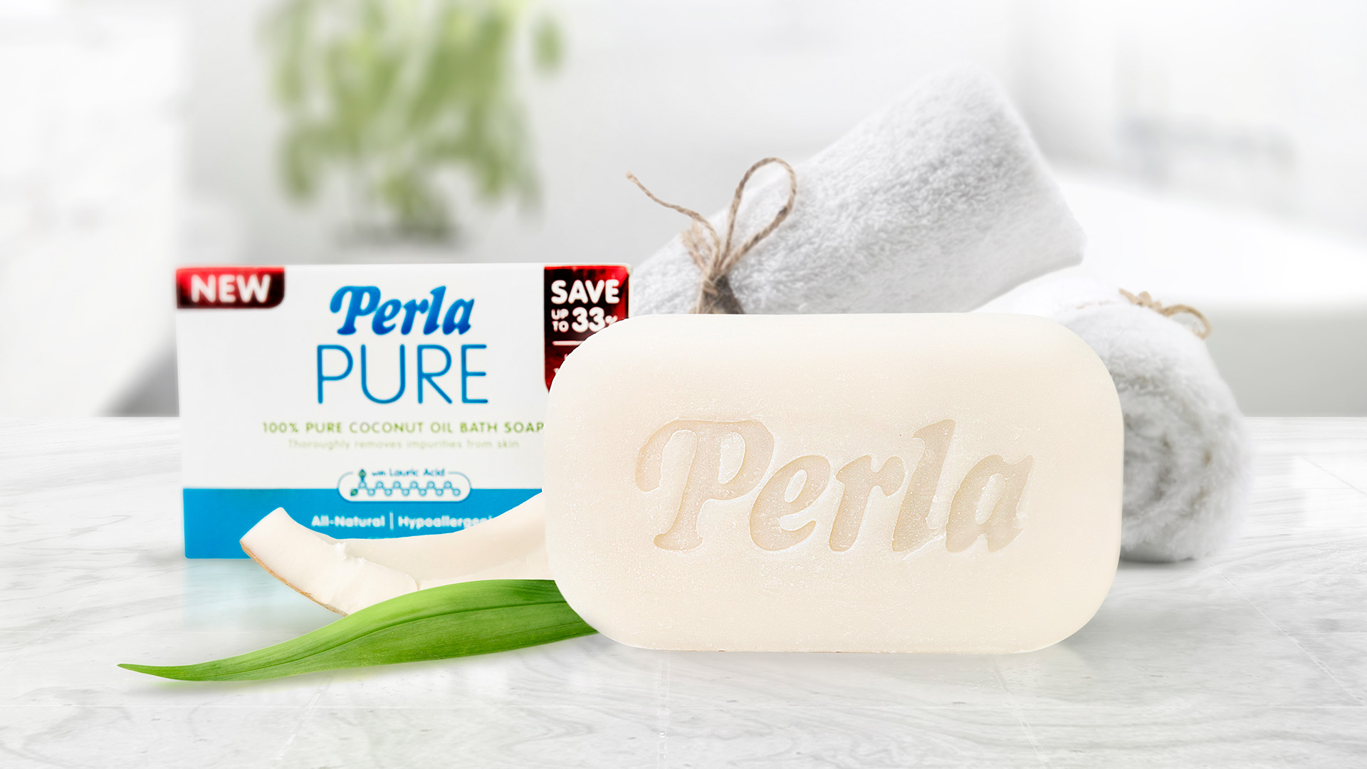 Perla Pure 100% Pure Coconut Oil Bath Soap with Lauric Acid